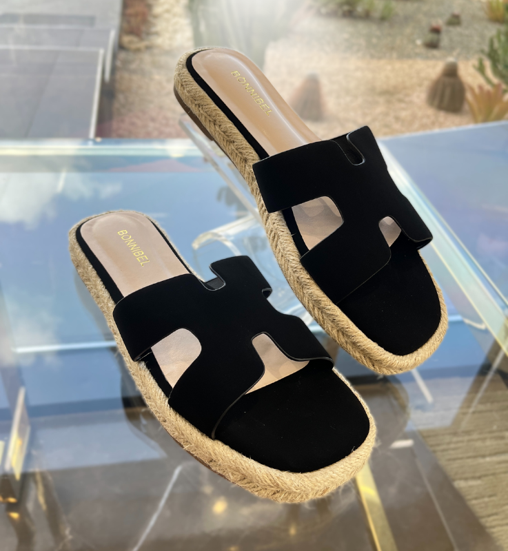 Black and Natural Sandals