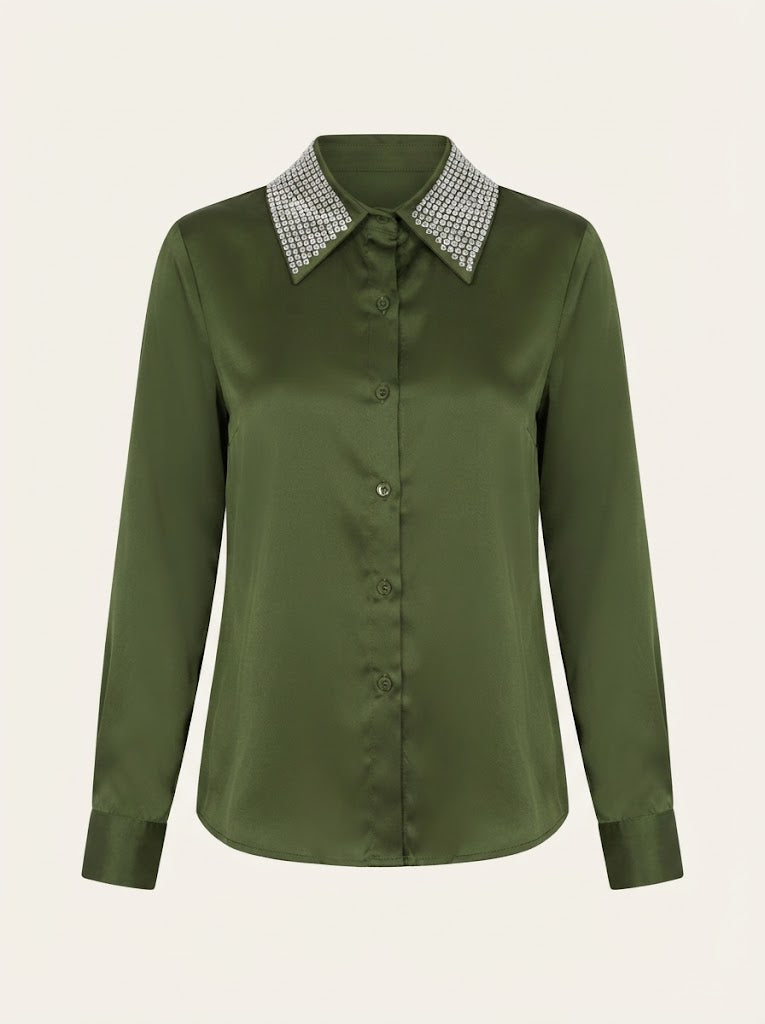 Rhinestone Collar Shirt