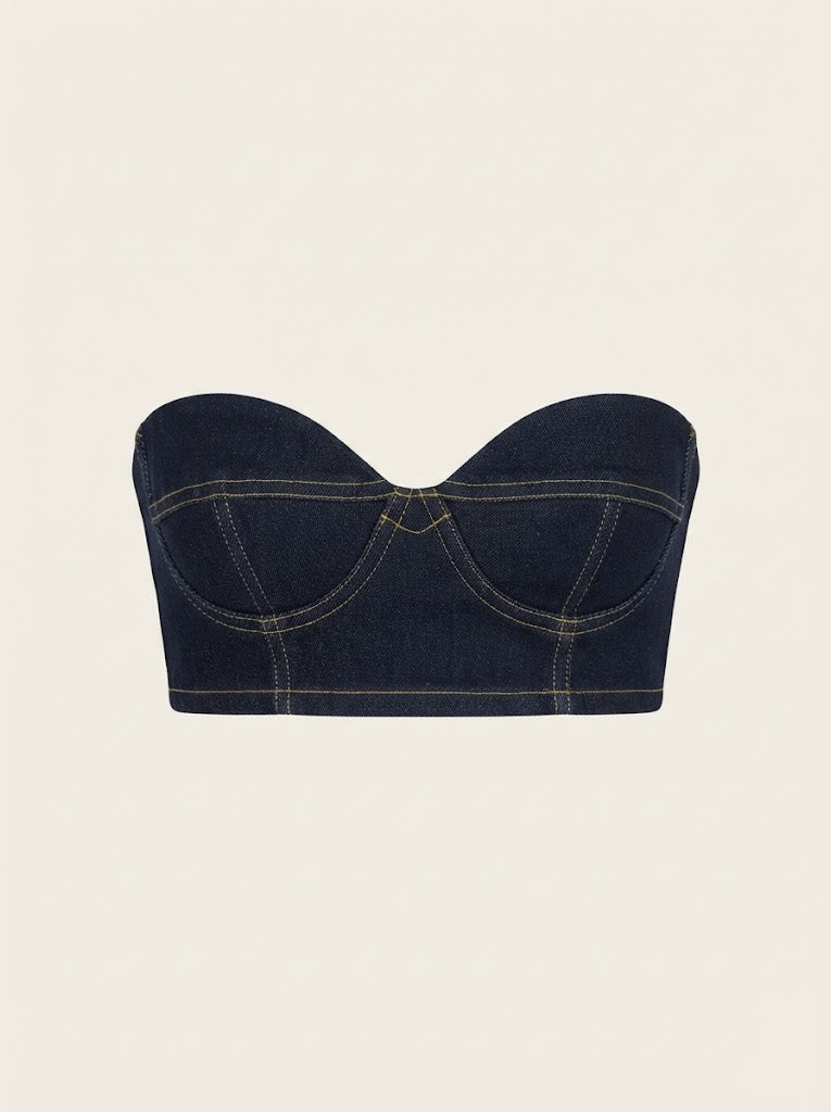 Denim Bustier Crop Top