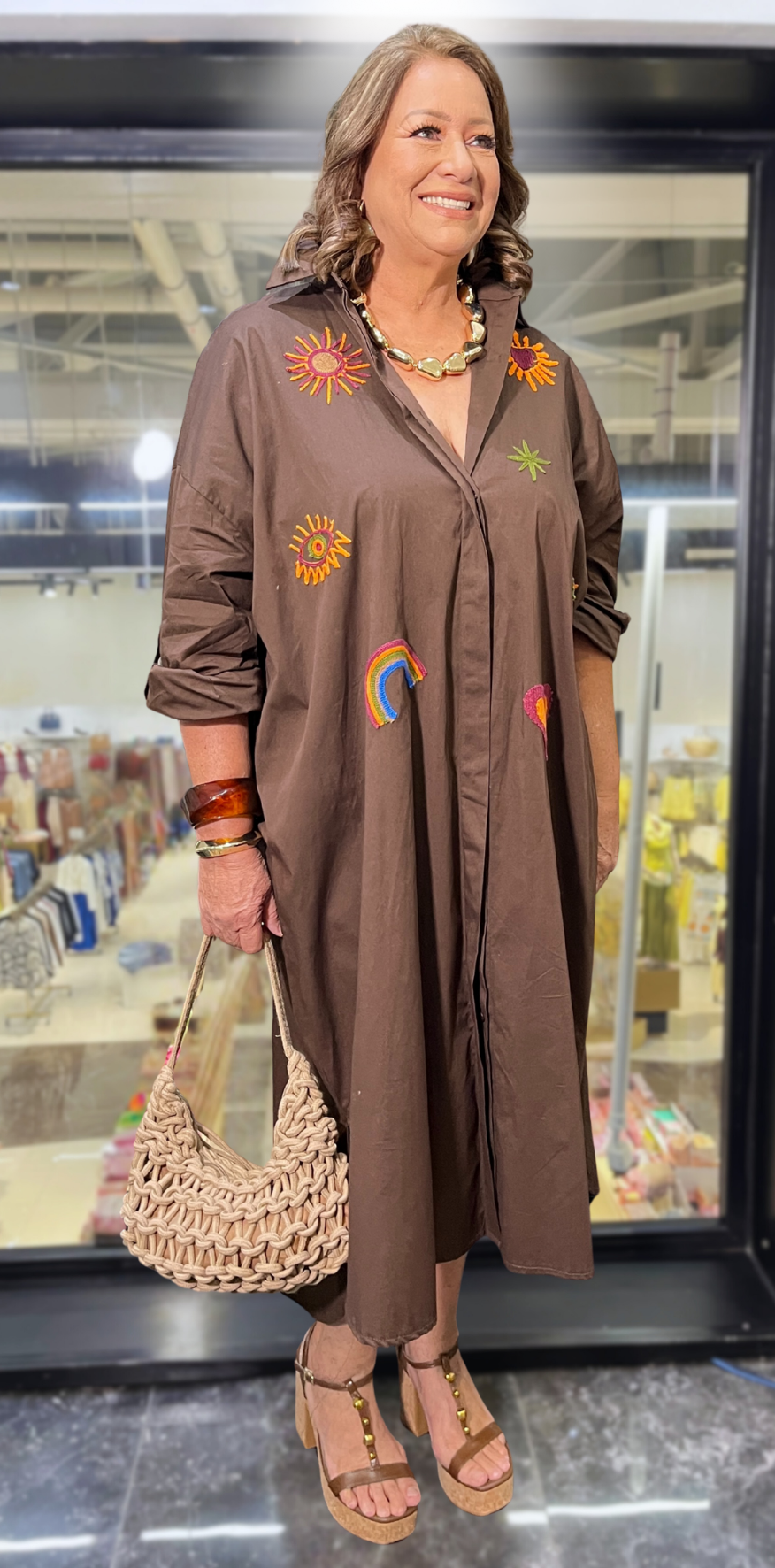 Brown Buttoned Dress