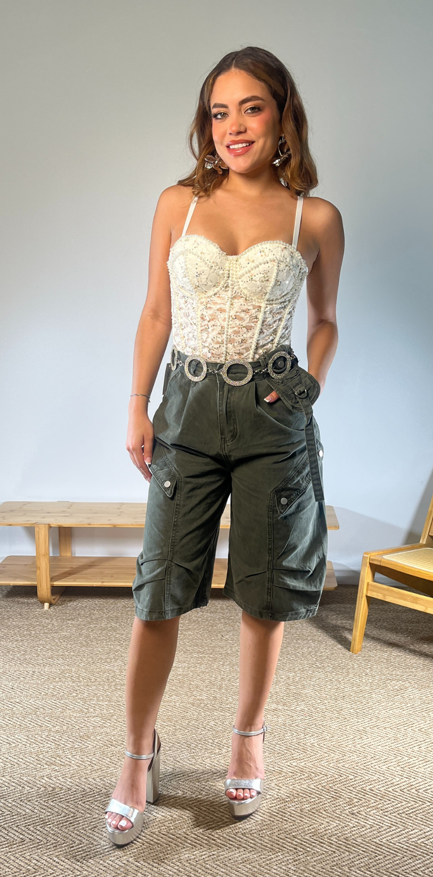 Olive Cargo Style Bermuda