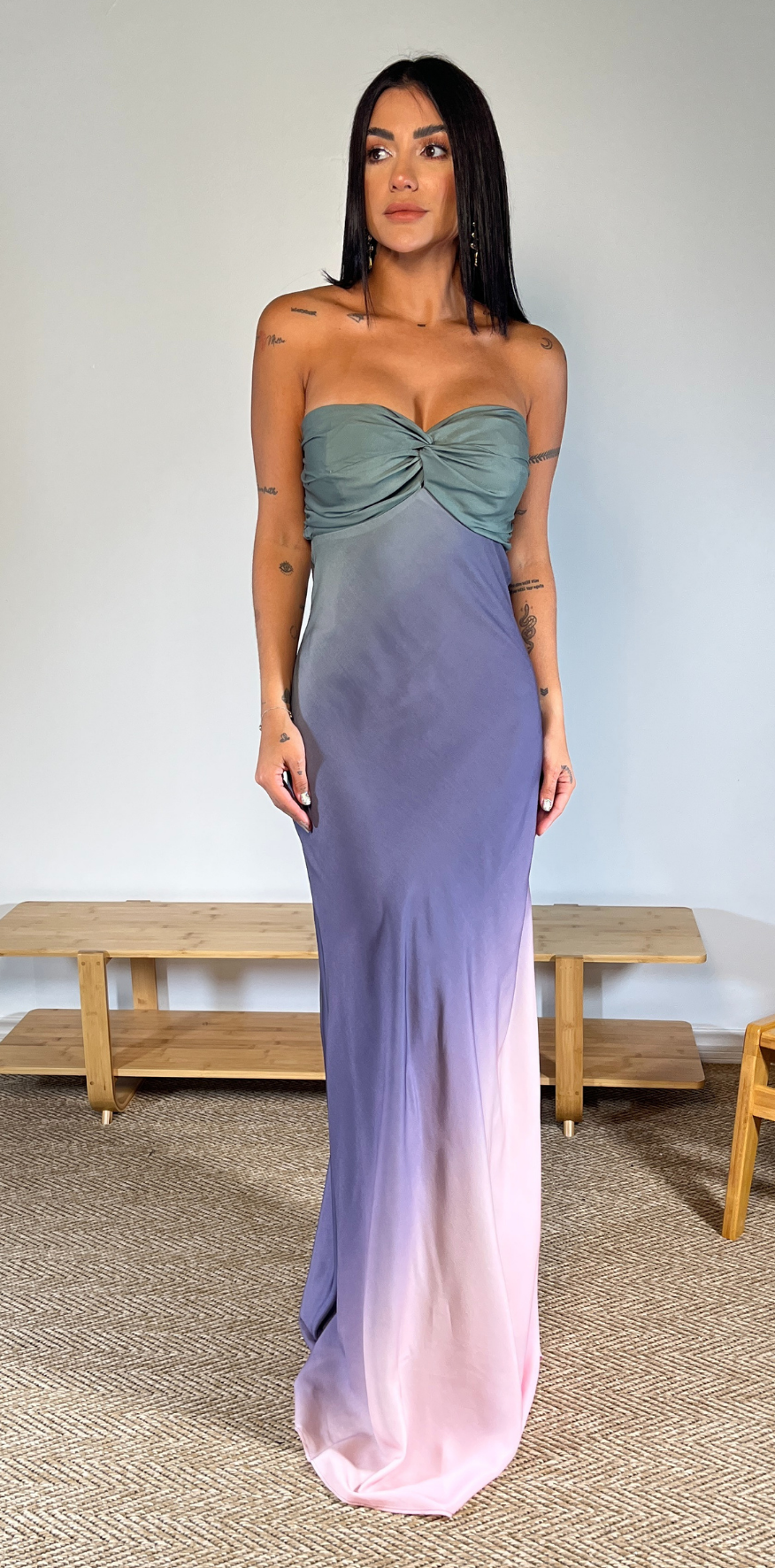 Strapless Ombre Purple Dress