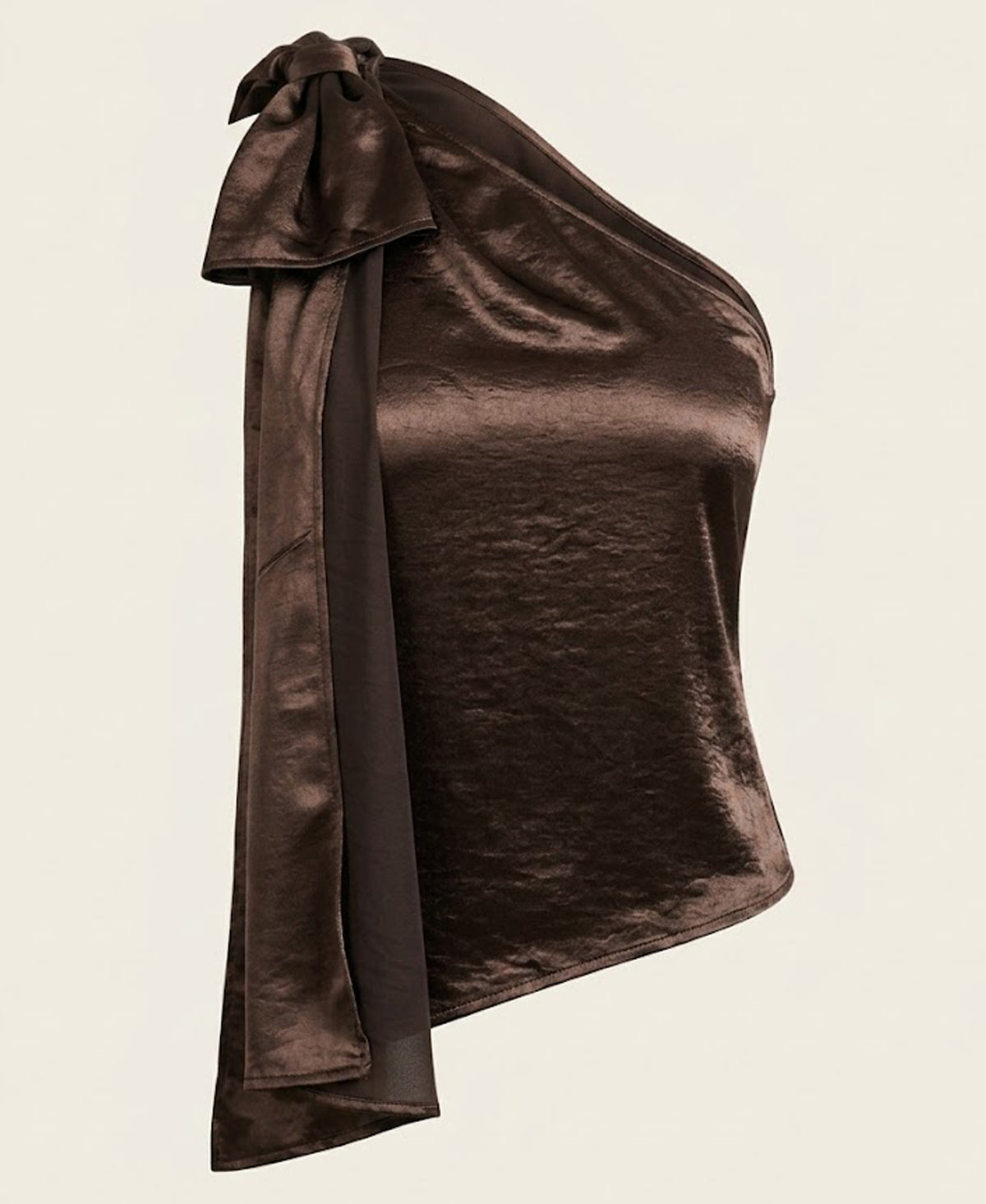 One Shoulder Draped Satin Top