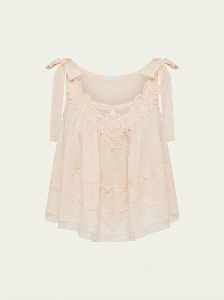 Lace Tie Strap Blouse
