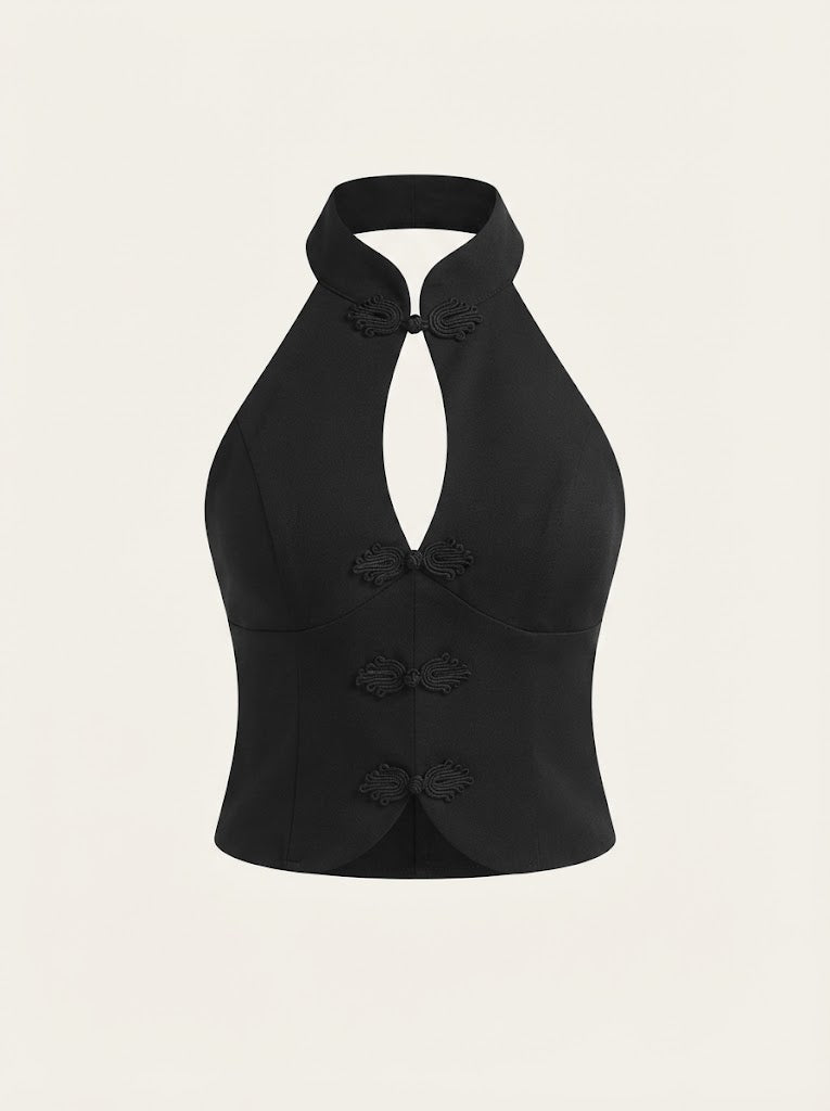 Mandarin Collar Halter Top