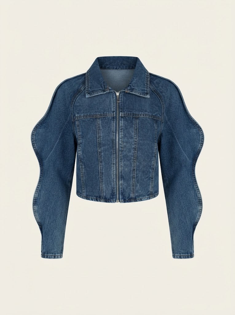 Sculpted Sleeve Denim Jacket