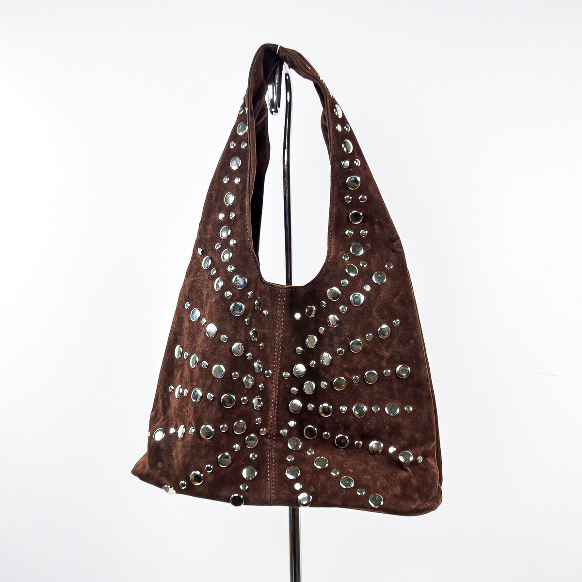 Studded Leather Slouch Bag