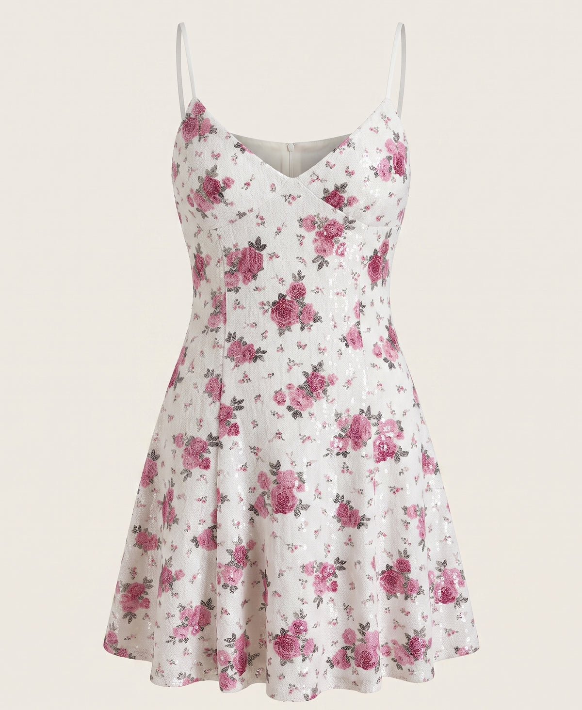 Pink Floral White Mini Dress