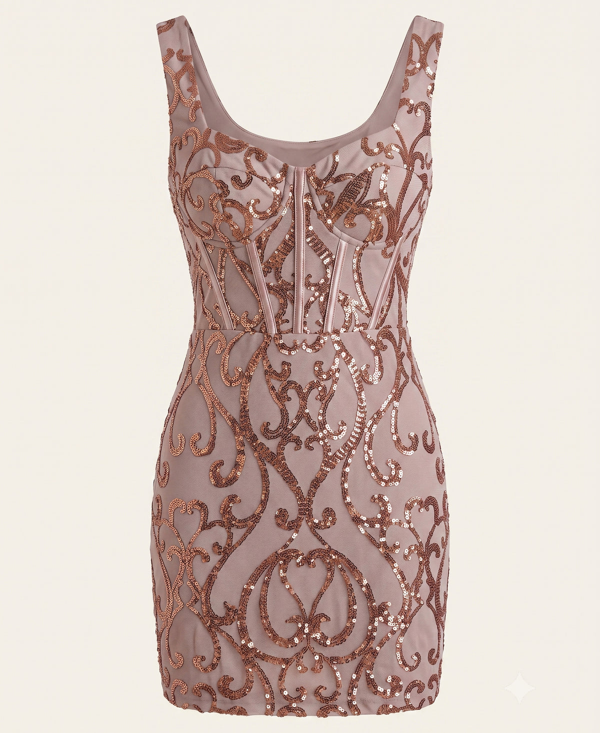 Rose Gold Sequin Mini Dress
