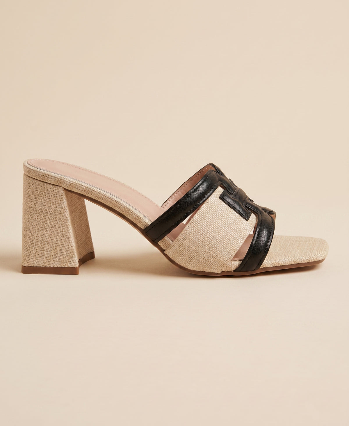 Woven Block Heel Mules