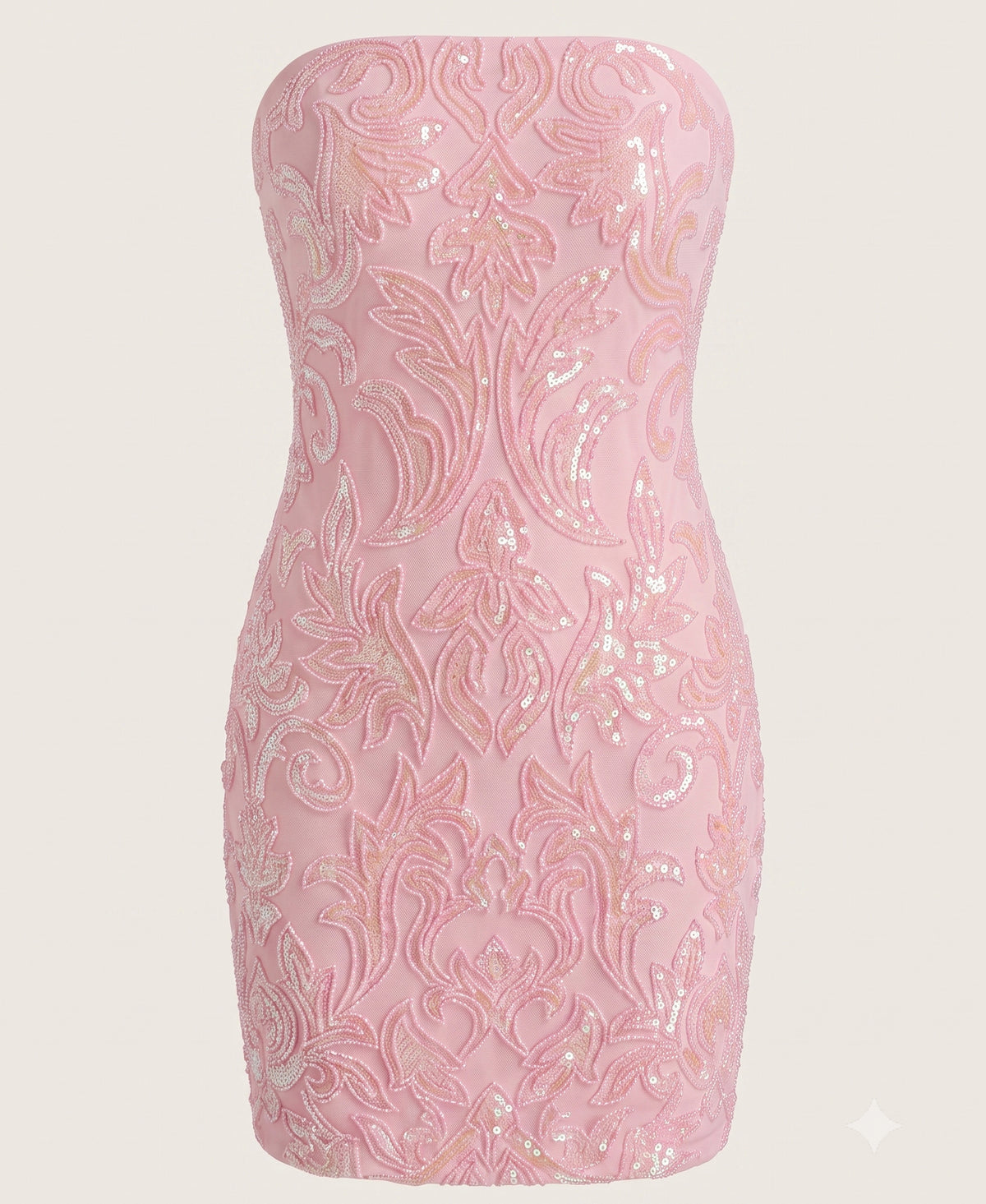 Strapless Pink Sequin Mini Dress