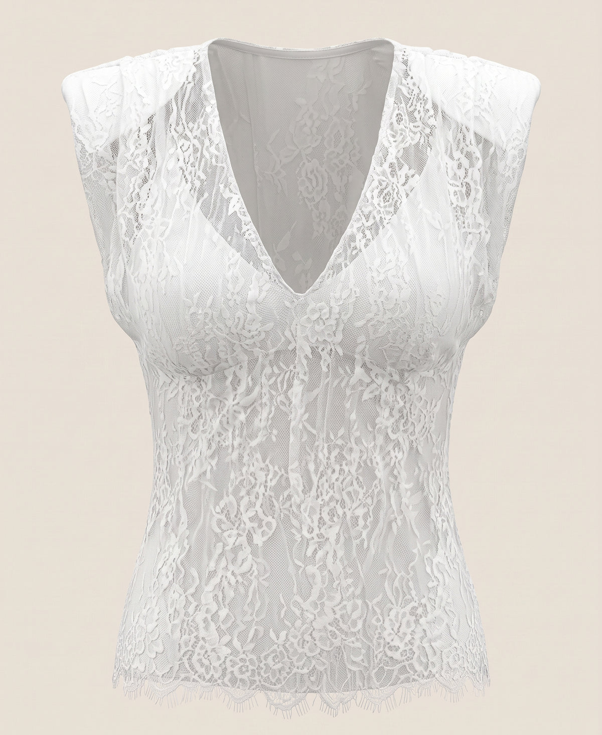 Lace Halter V‑Neck Top