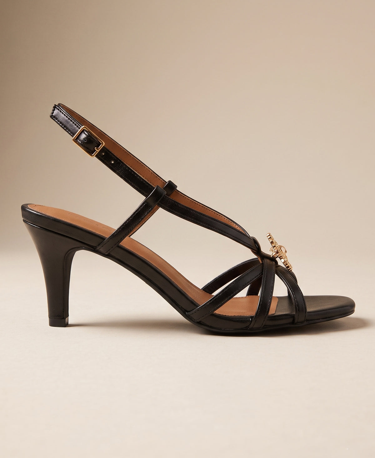 Gold Embellished Strappy Slingback Heels