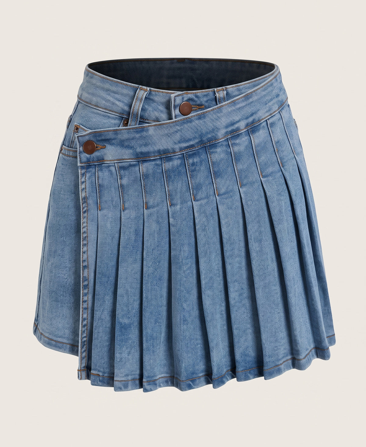 Pleated Denim Skort