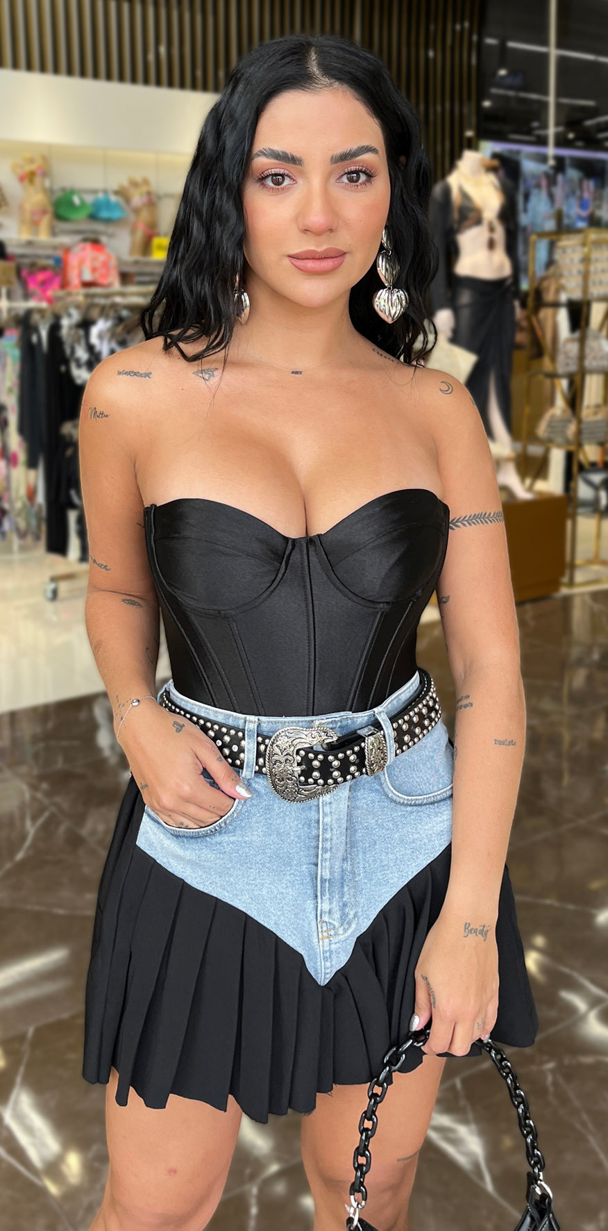 Black Strapless Corset Top