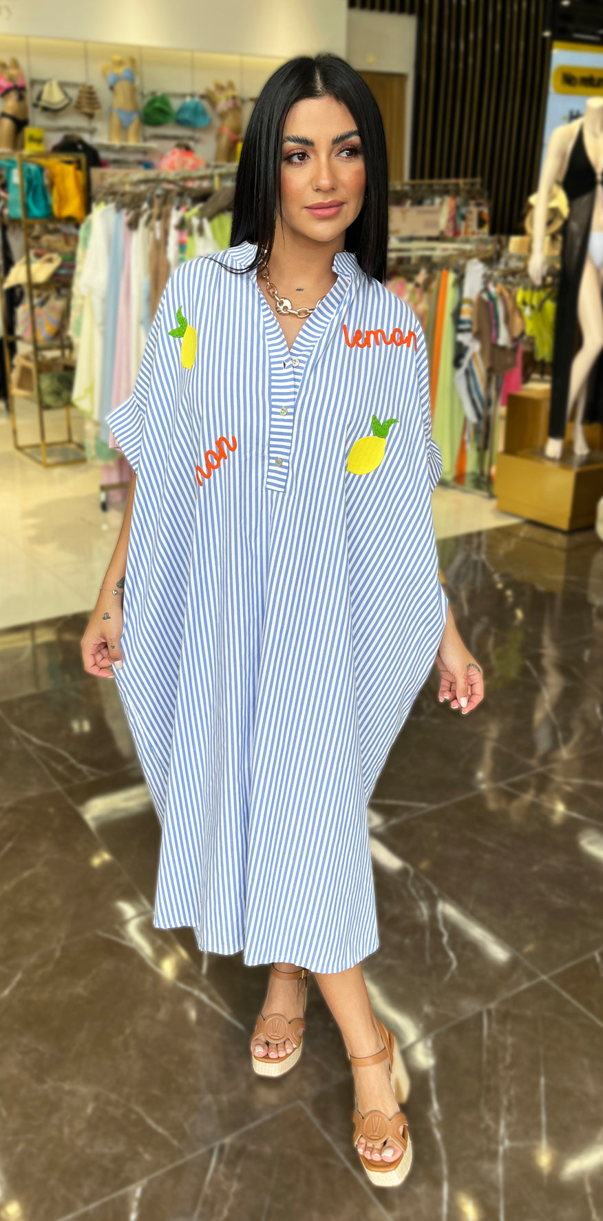 Blue Stripes Lemon Dress