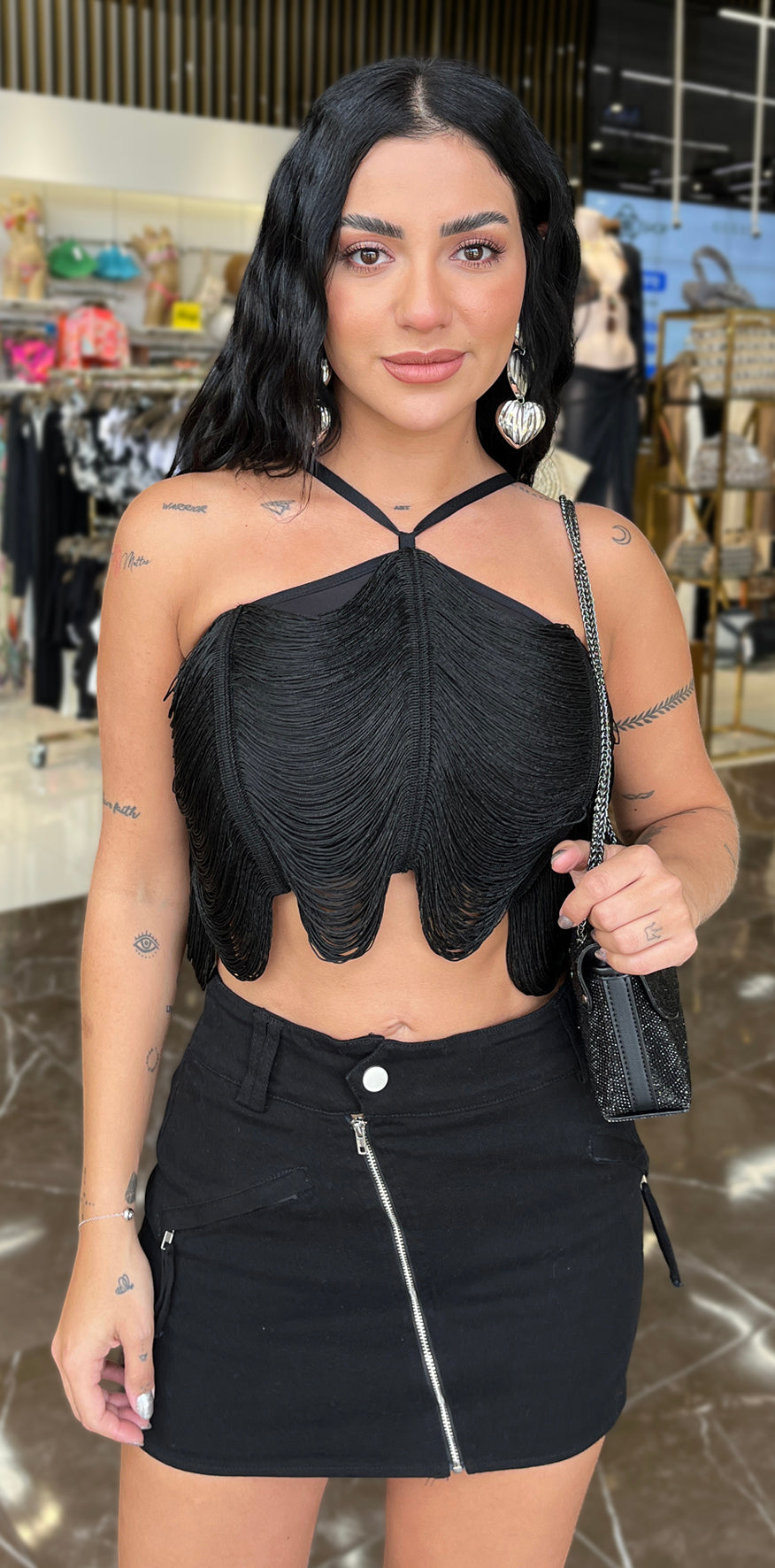 Black Crop Blouse