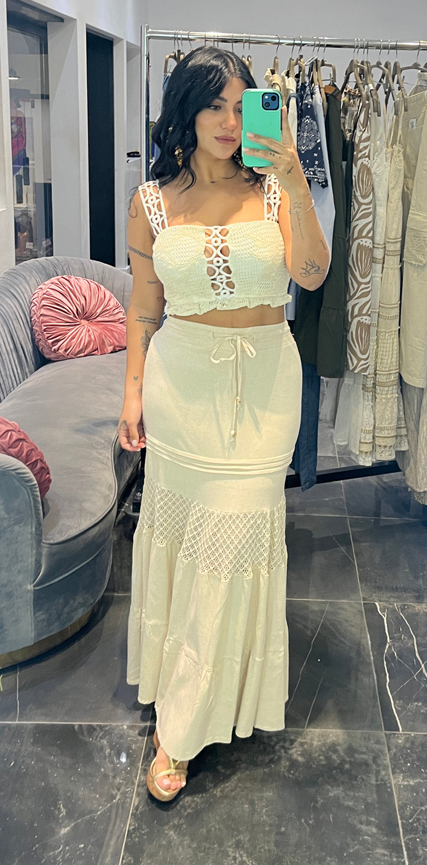 Beige Long Skirt