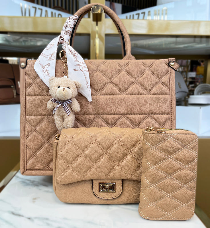 Beige Three Piece Handbag