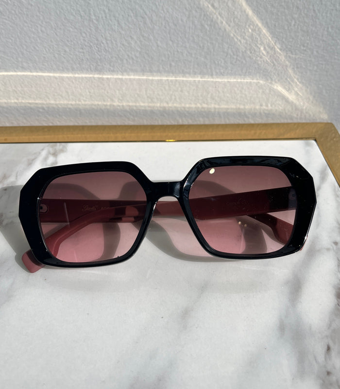 Pink Temples Black Sungasses