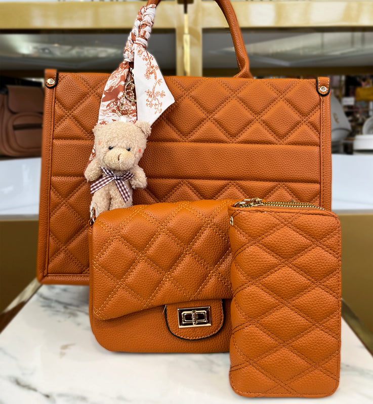 Tan Three Piece Handbag