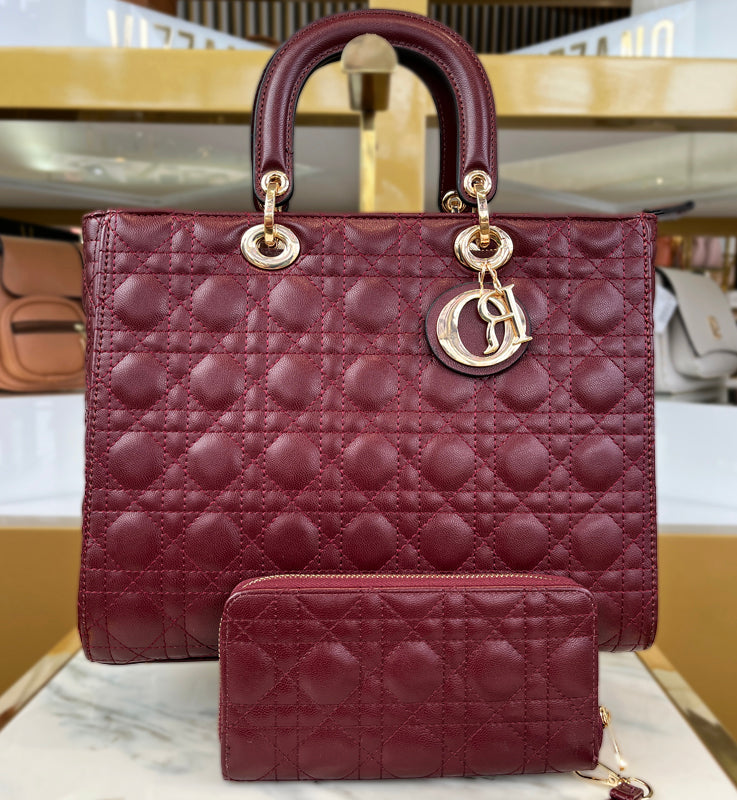 Burgundy Wallet and Handbag