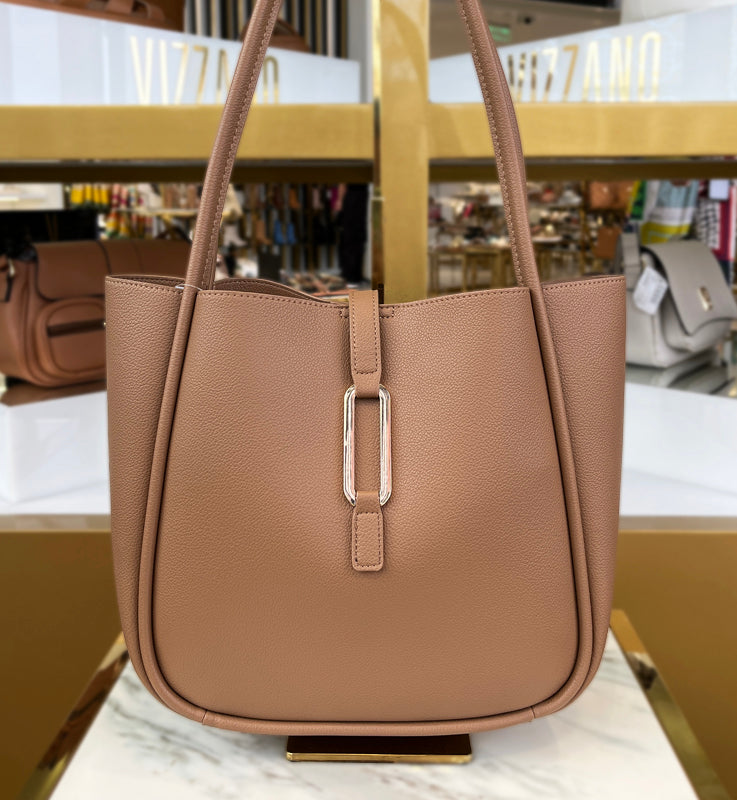 Tan Metallic Detail Shoulder Bag