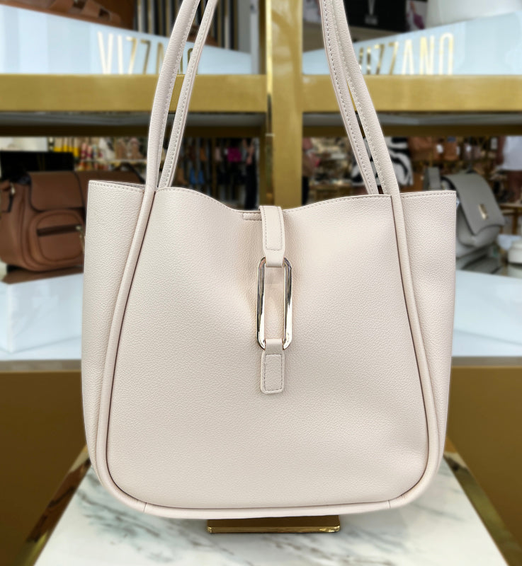 Creme Metallic Detail Shoulder Bag