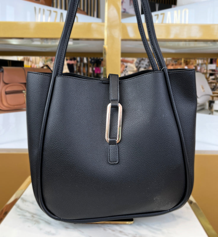 Black Metallic Detail Shoulder Bag
