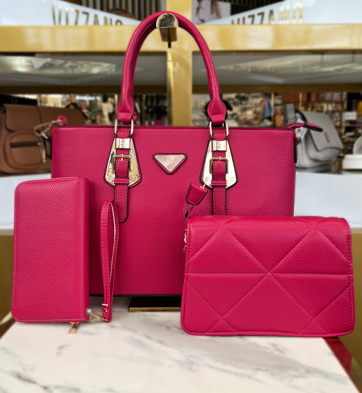 Fuchsia Three Piece Bag