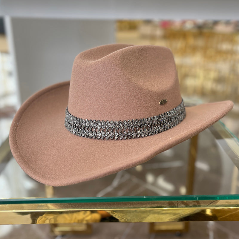 Silver Detail Tan Hat