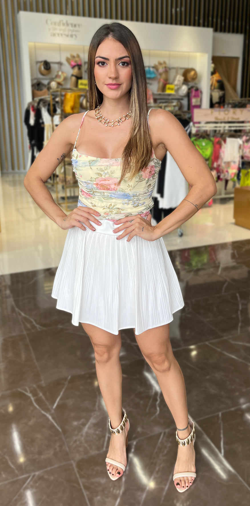 White Pleated Skirt