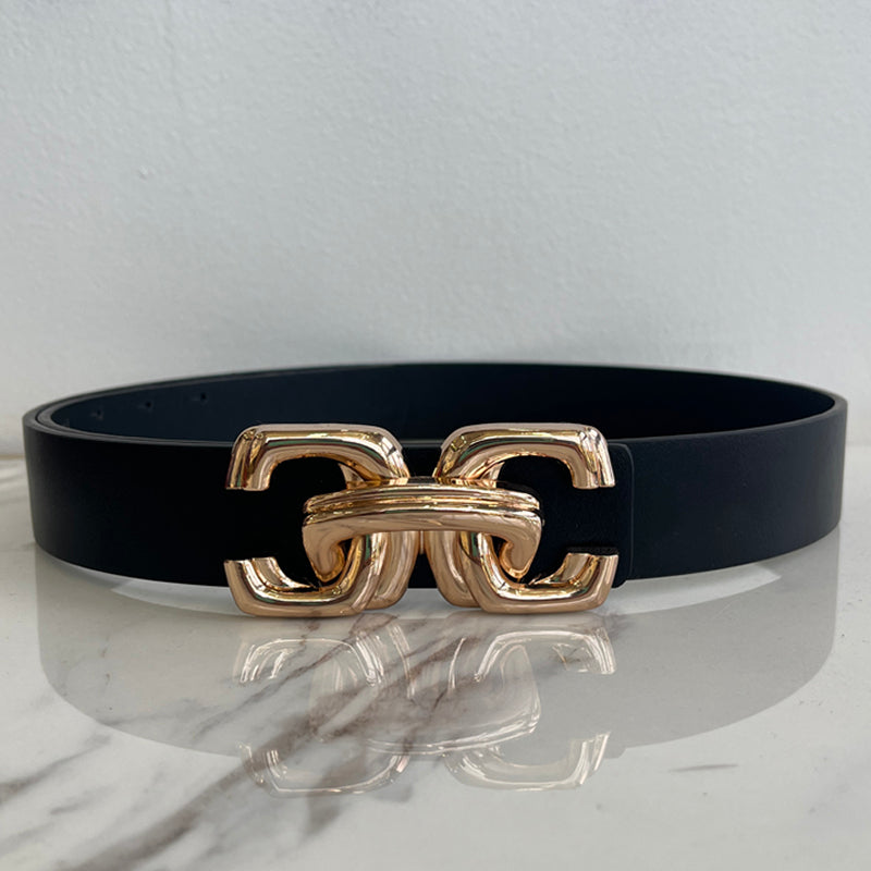 Gold Buckle Black Belt