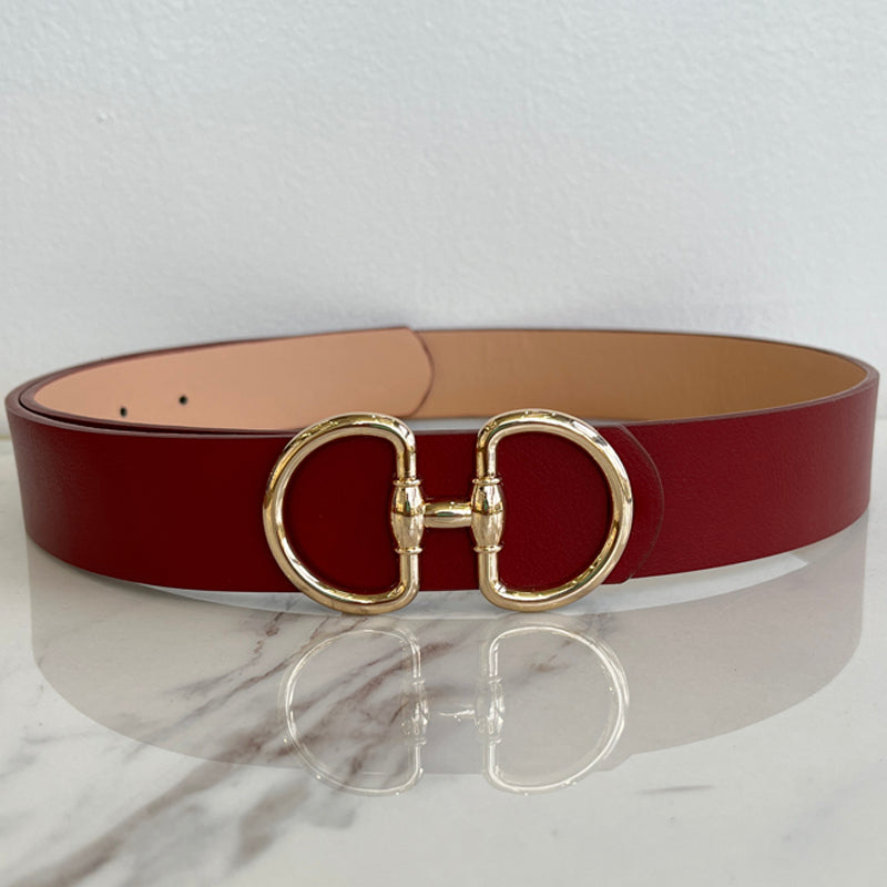 Gold Detail Burgundy Belt