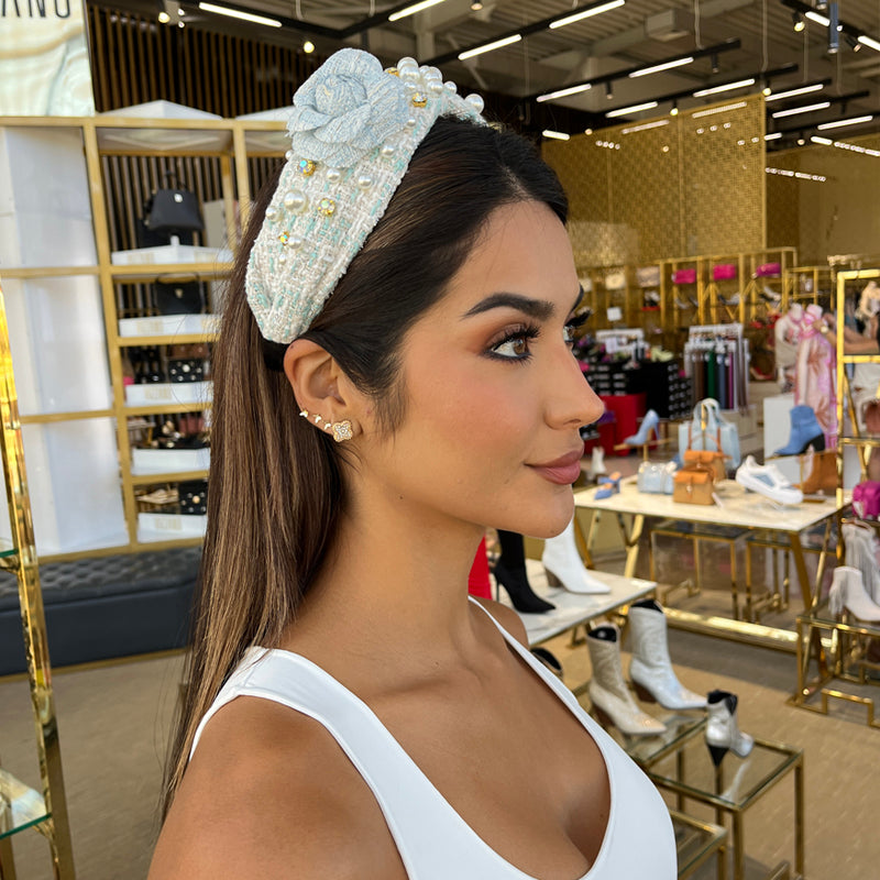 Blue and White Floral Headband