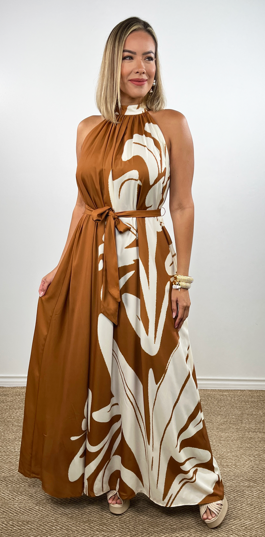 Brown Print Dress