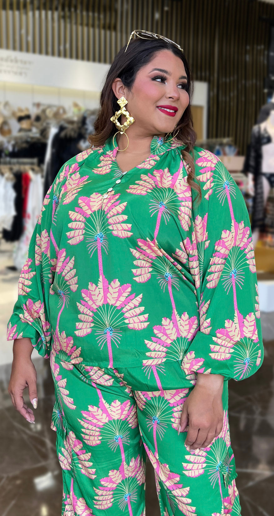 Green Print Blouse