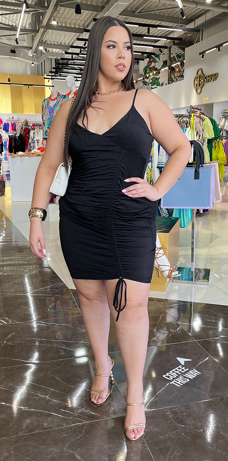 black string tied dress