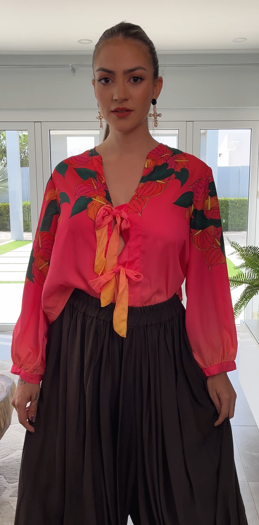 Fuchsia Print Blouse