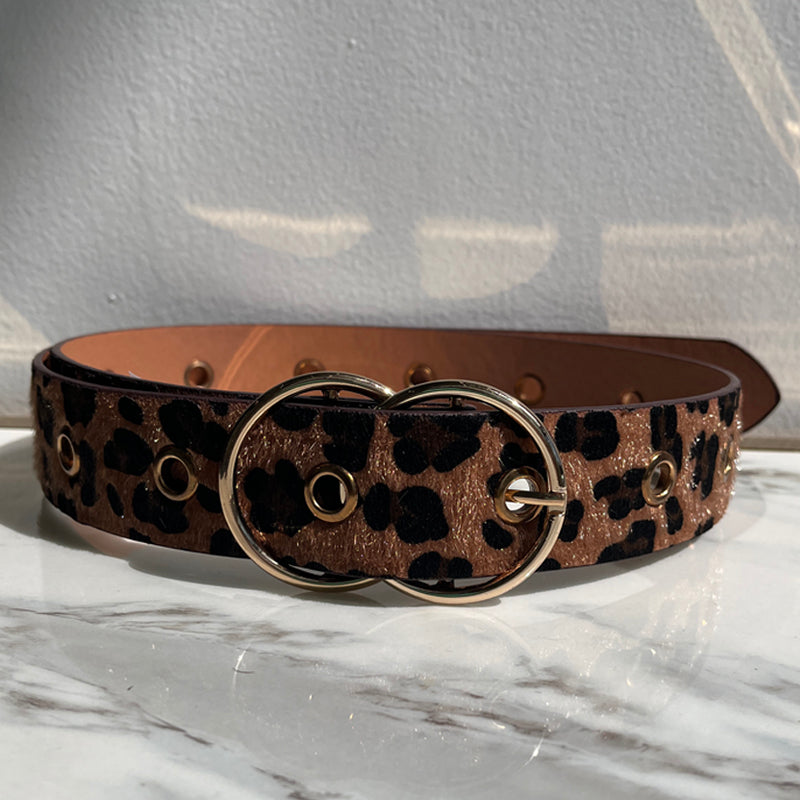 Gold Buckle Leopard Belt