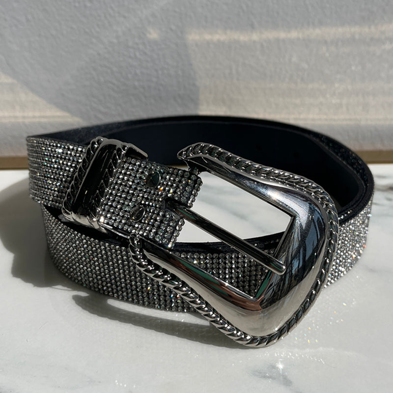 Silver Buckel Studded Belt