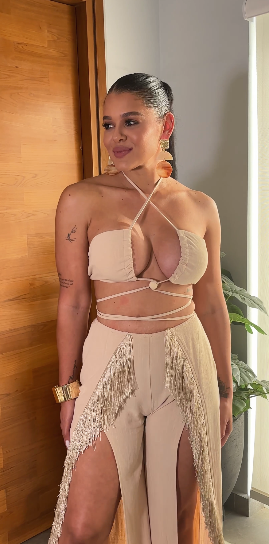 Strappy Beige Crop Top