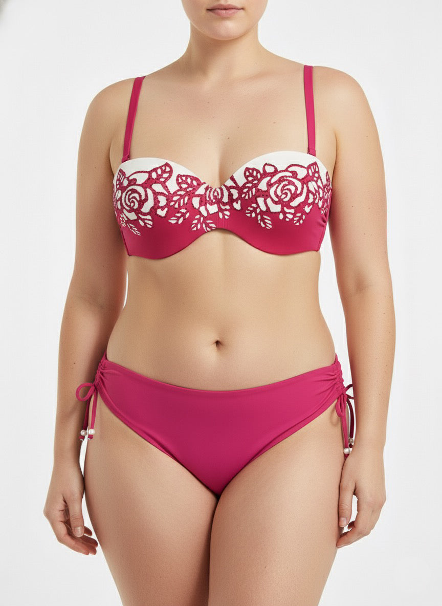 Pink and White Bikini Top