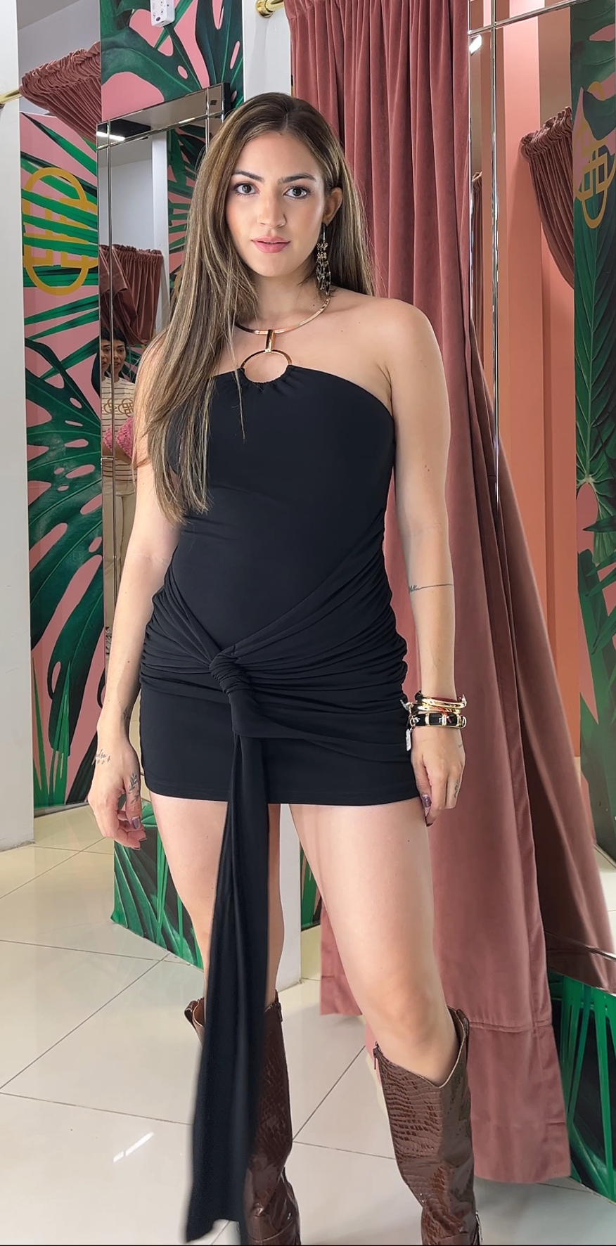 Gold Detail Black Minidress
