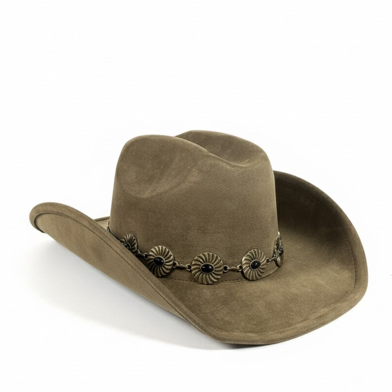 Copper Detail Olive Cowboy Hat