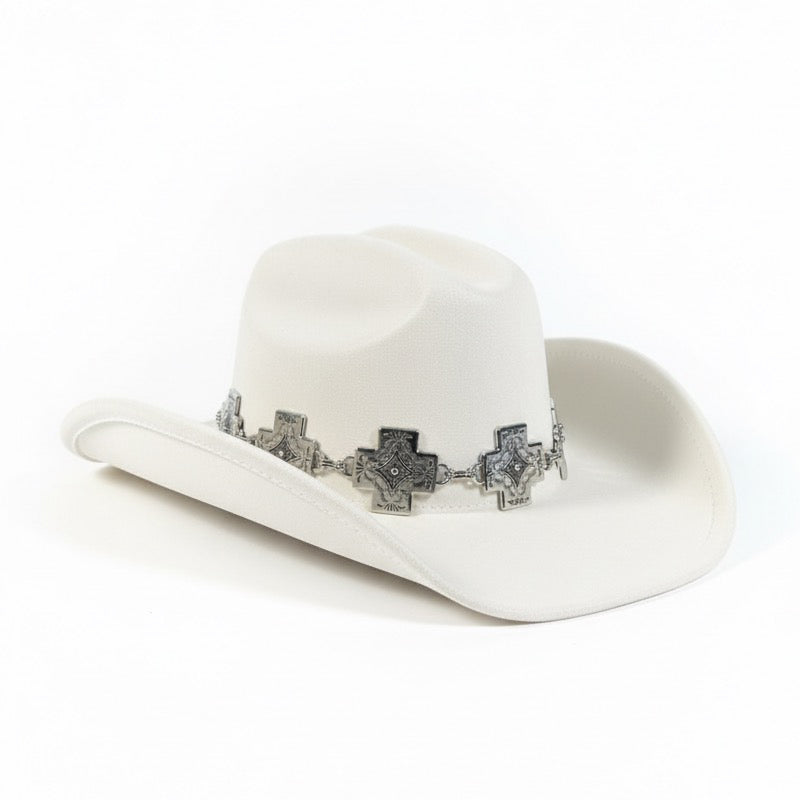 Silver Cross White Hat