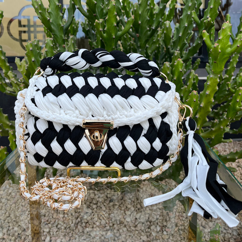 Black and White Woven Purse