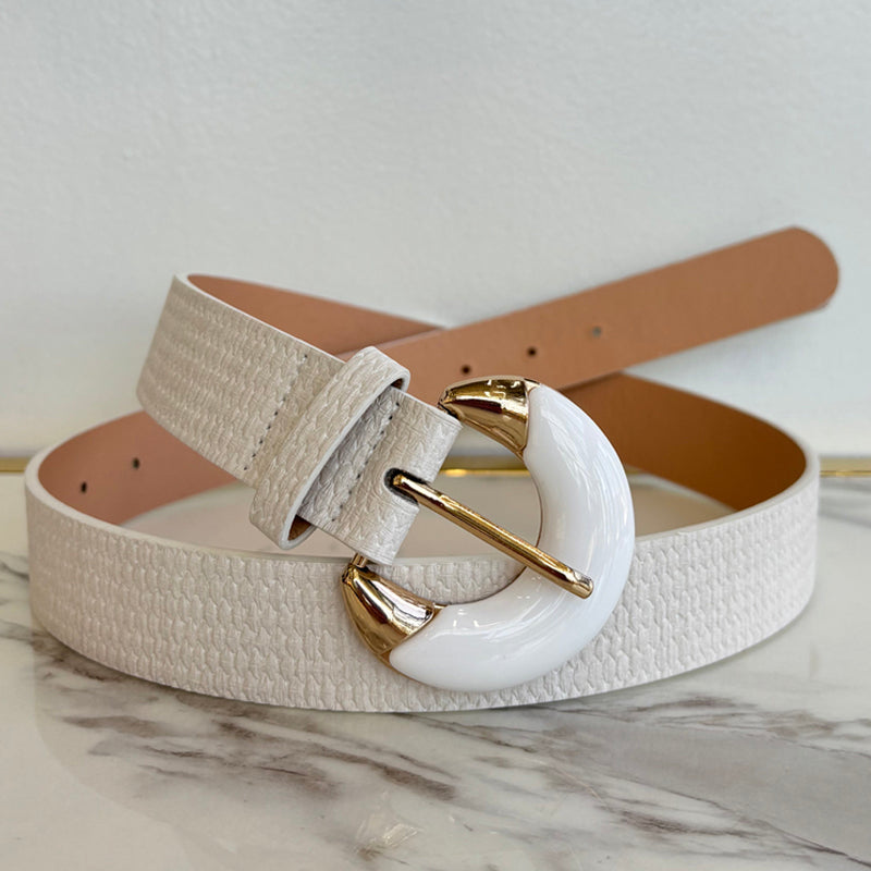 White Textured Belt