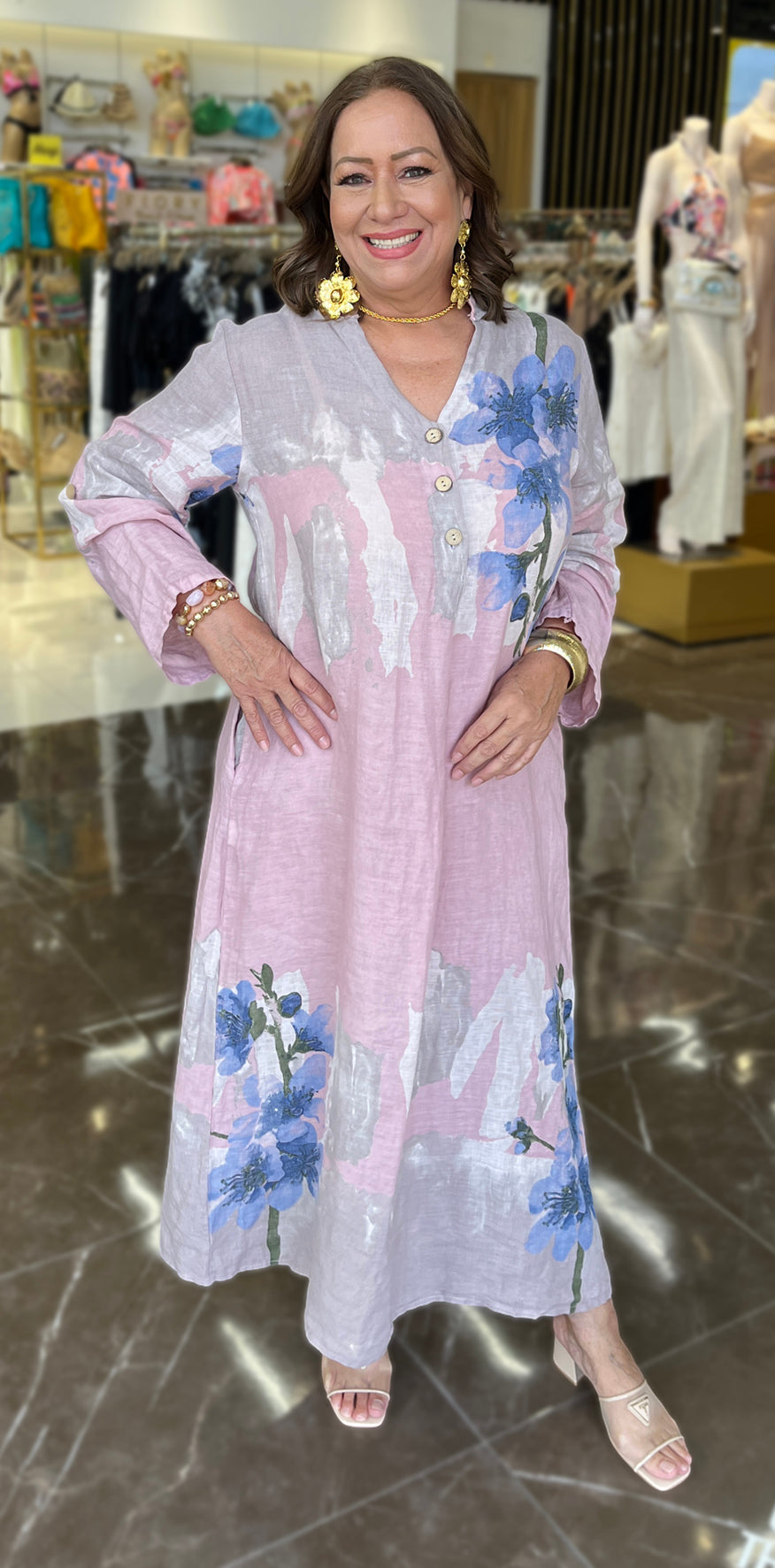 Gray and Pink Dress