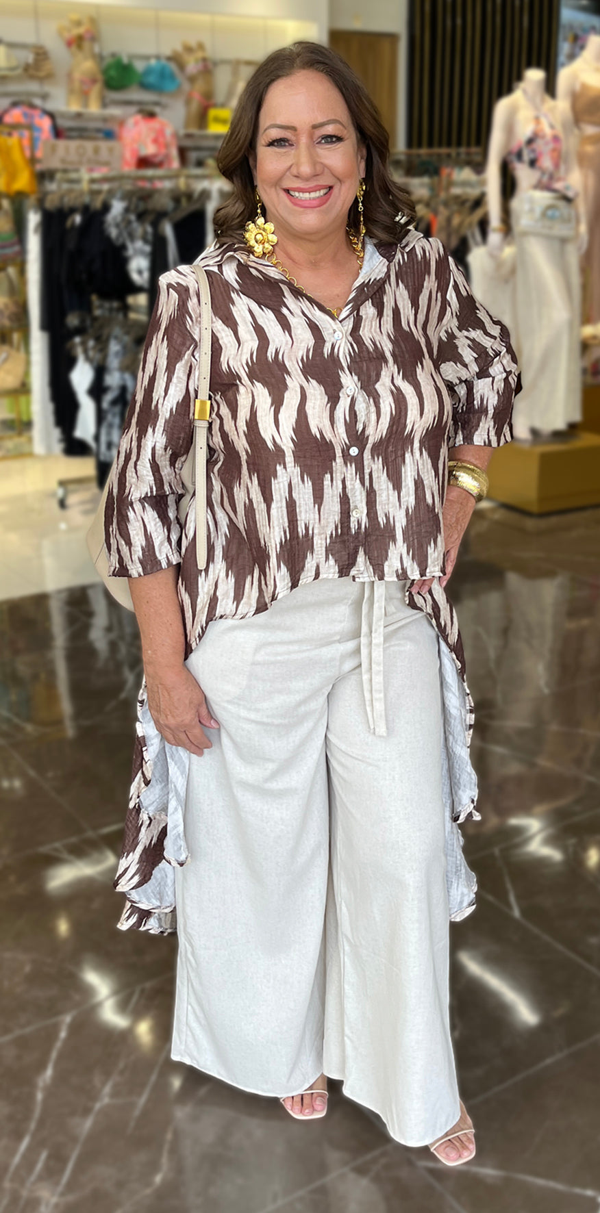 Beige Lino Pants